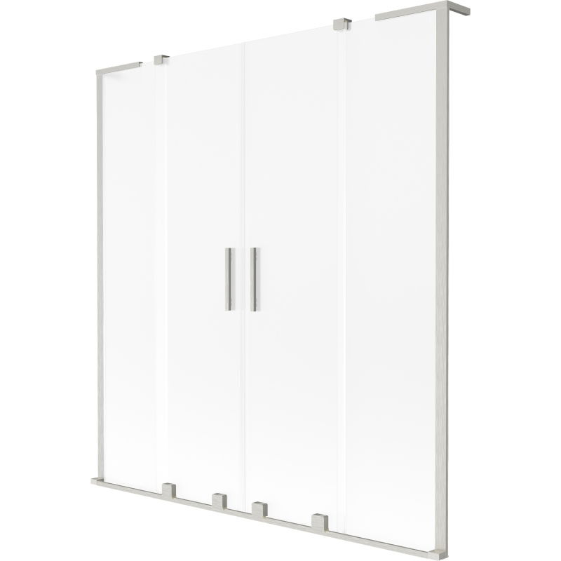 Mexen Velar L Duo pare-douche baignoire à 2 volets coulissants 140 x 150 cm, givre, nickel brossé - 896-140-003-32-97