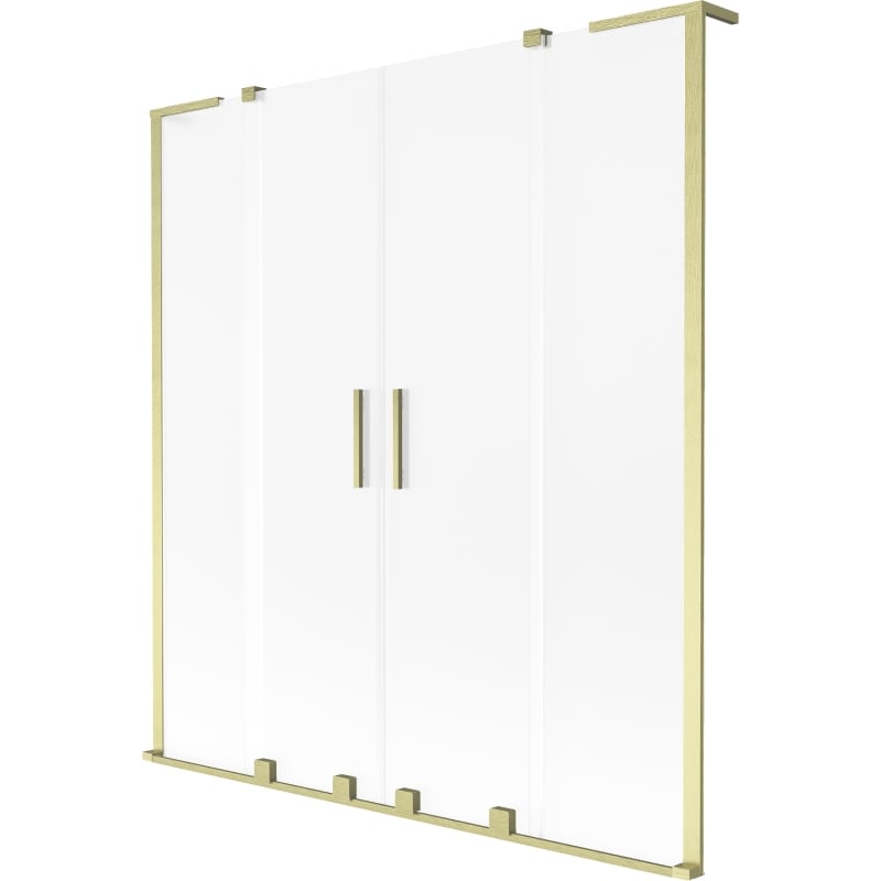 Mexen Velar L Duo paroi de baignoire coulissante à 2 vantaux 160 x 150 cm, givrée, or brossé - 896-160-003-32-55