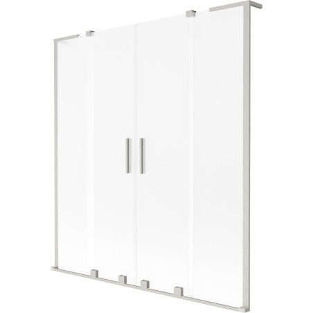 Mexen Velar L Duo pare-baignoire à 2 volets coulissants 160 x 150 cm, givré, nickel brossé - 896-160-003-32-97