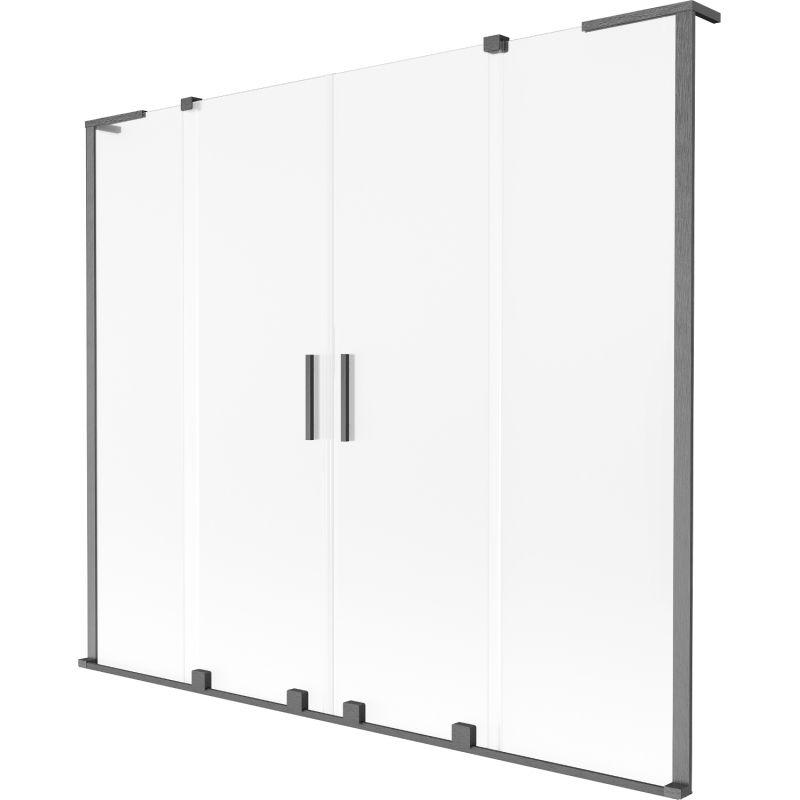 Mexen Velar L Duo paroi de baignoire à 2 panneaux coulissants 170 x 150 cm, givre, gun gray brossé - 896-170-003-32-66