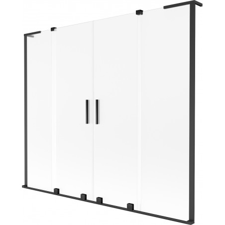 Mexen Velar L Duo paroi de baignoire à 2 volets coulissants 170 x 150 cm, givre, noir - 896-170-003-32-70