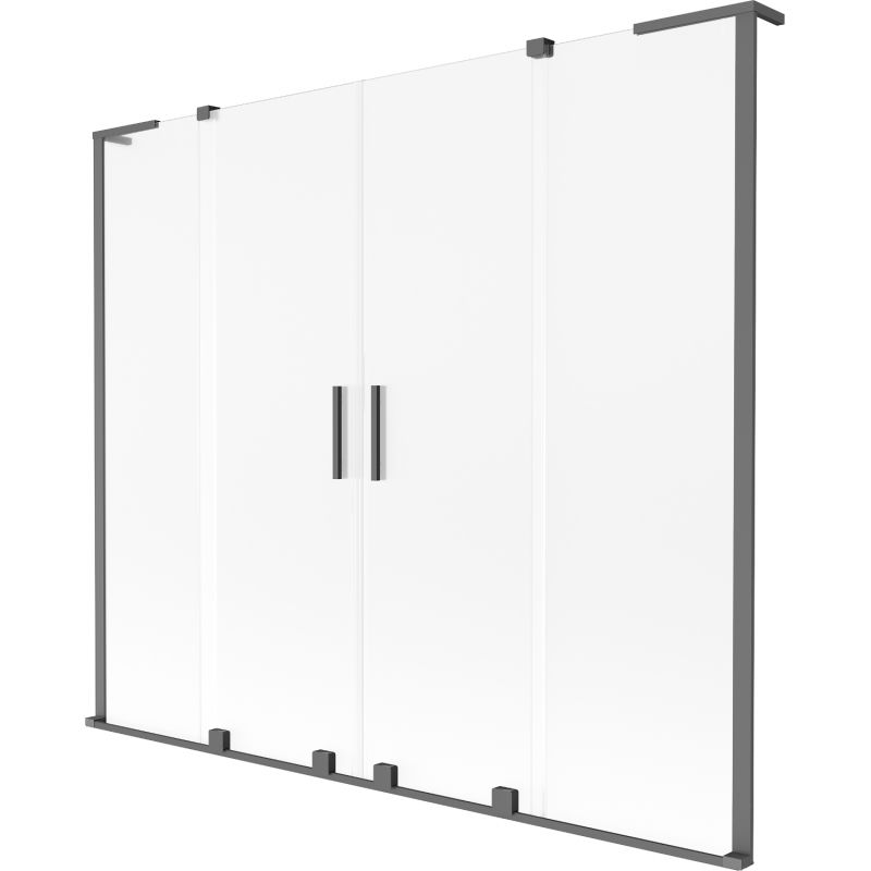 Paroi de baignoire Mexen Velar L Duo 2 volets coulissants 170 x 150 cm, givre, métal canon - 896-170-003-32-95