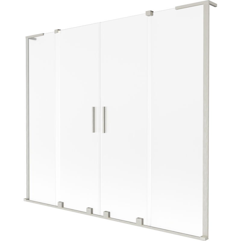 Paravent de baignoire coulissant 2 vantaux Mexen Velar L Duo 170 x 150 cm, givre, nickel brossé - 896-170-003-32-97