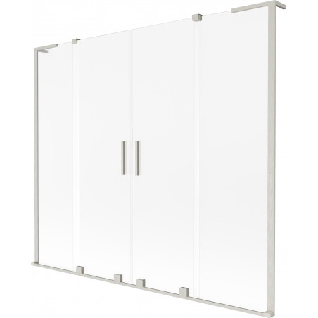 Mexen Velar L Duo paravent de baignoire à 2 volets coulissants 170 x 150 cm, givre, nickel brossé - 896-170-003-32-97