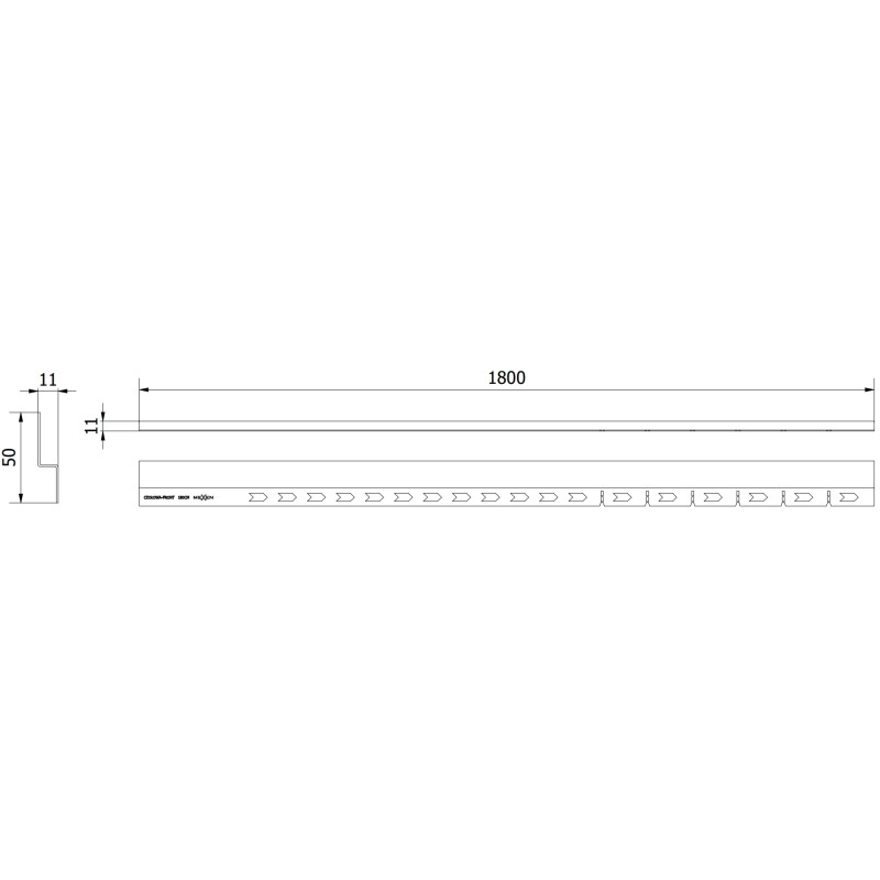 Mexen Line-B barre de seuil de douche frontale 180 cm, noire - 187003180U
