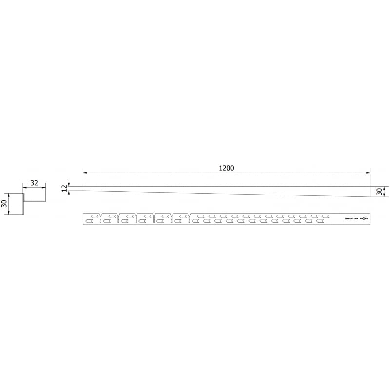 Mexen Line-B plinthe de sol à gauche 120 cm, inox - 181001120L