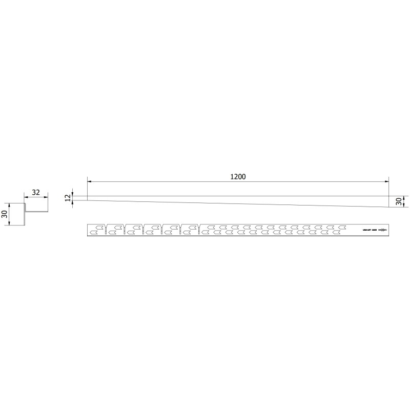 Mexen Line-B plinthe de sol inclinée 120 cm gauche, dorée - 185001120L