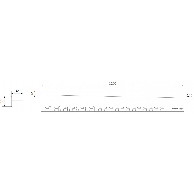 Mexen Line-B plinthe de pente de sol 120 cm gauche, or brossé - 185501120L
