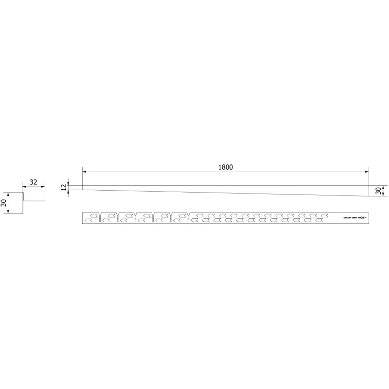 Mexen Line-B barre de seuil en pente pour sol 180 cm gauche, dorée - 185001180L
