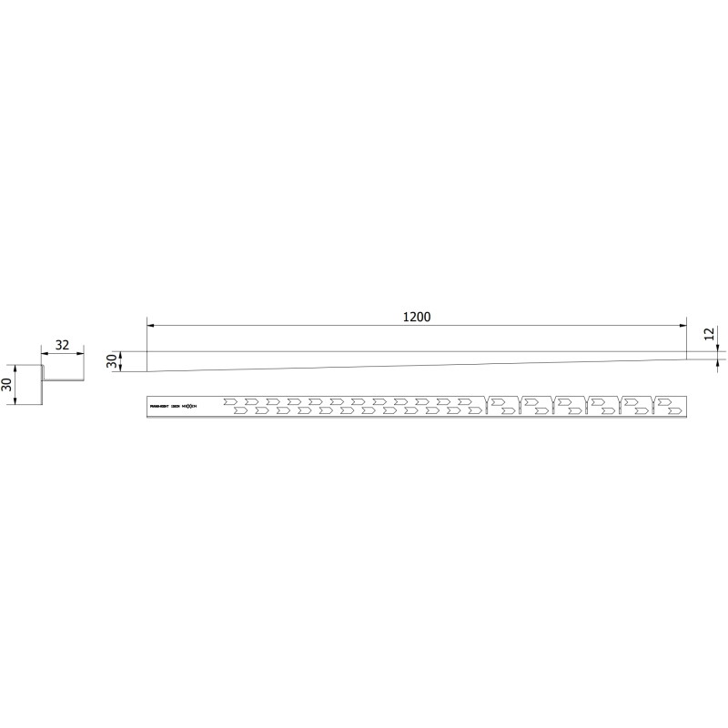 Mexen Line-B plinthe de sol en pente 120 cm droite, noire - 187001120R