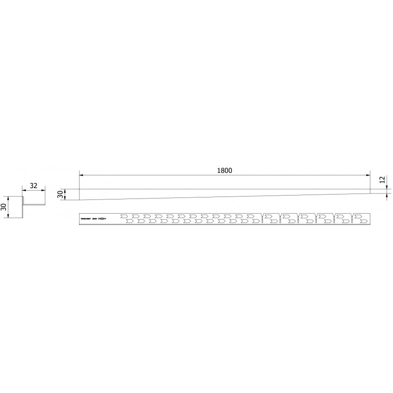 Mexen Line-B baguette de pente de sol 180 cm droite, inox - 181001180R