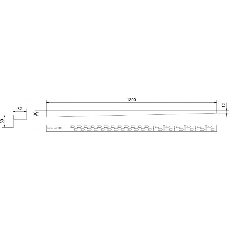 Mexen Line-B baguette de pente de sol 180 cm droite, dorée - 185001180R