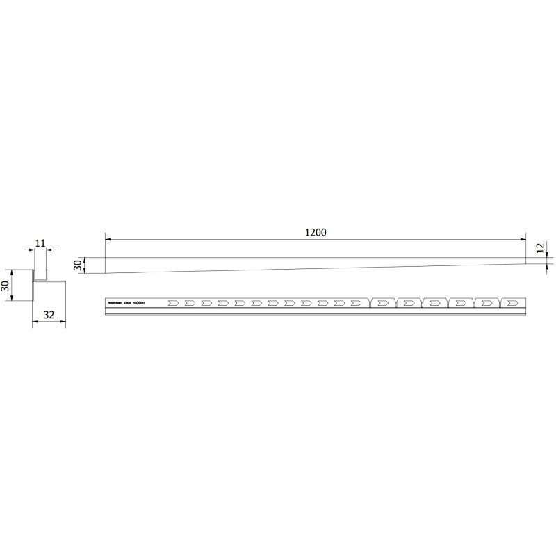 Mexen Line-B liste de pente pour verre 120 cm droite, or - 185004120R