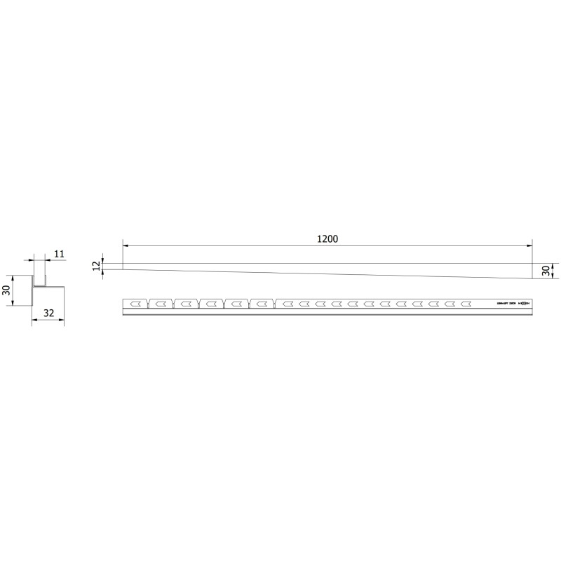Mexen Line-B profil de pente pour verre 120 cm gauche, noir - 187004120L