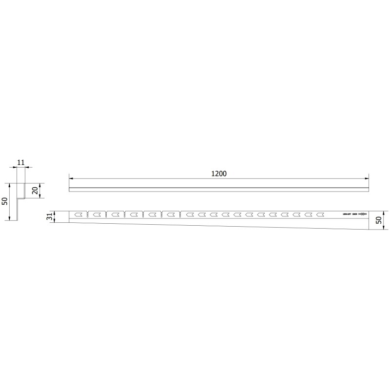 Mexen Line-B listel mural en pente 120 cm gauche, doré - 185002120L