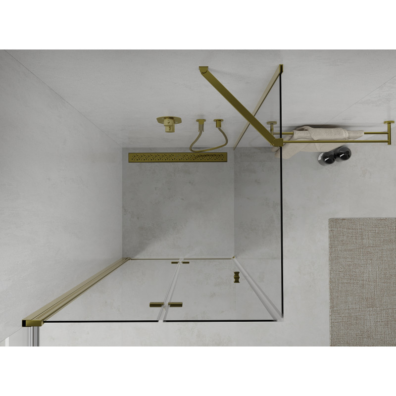 Mexen Lima cabine de douche pliante 90 x 90 cm, transparente, dorée - 856-090-090-50-00