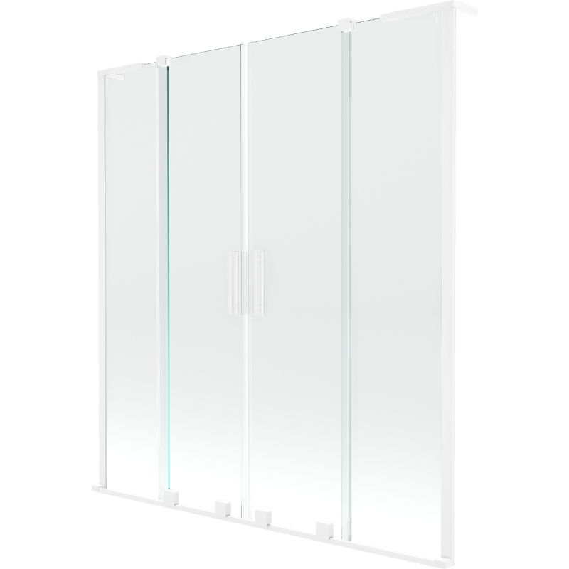 Mexen Velar L Duo paroi de baignoire 2 volets coulissants 140 x 150 cm, transparent, blanc - 896-140-003-02-20