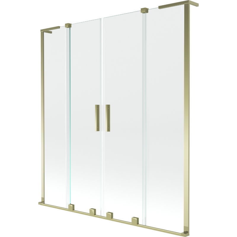 Mexen Velar L Duo paravent de baignoire 2 volets coulissants 140 x 150 cm, transparent, doré - 896-140-003-02-50