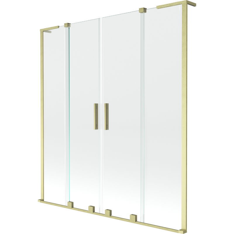 Mexen Velar L Duo pare-douche à deux volets coulissants 140 x 150 cm, transparent, or brossé - 896-140-003-02-55