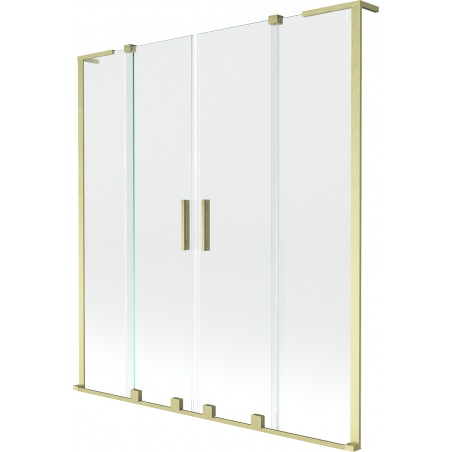 Mexen Velar L Duo paroi de baignoire à deux panneaux coulissants 140 x 150 cm, transparent, or brossé - 896-140-003-02-55