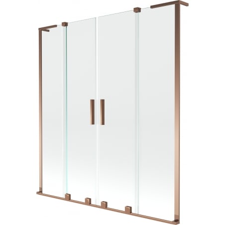 Mexen Velar L Duo paroi de baignoire 2 volets coulissants 140 x 150 cm, transparent, or rose - 896-140-003-02-60