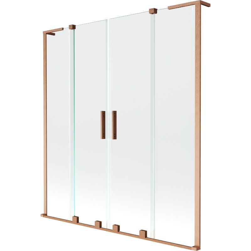 Mexen Velar L Duo pare-douche à 2 volets coulissant 140 x 150 cm, transparent, cuivre brossé - 896-140-003-02-65