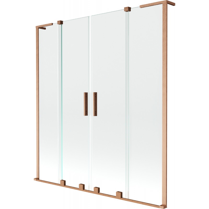 Mexen Velar L Duo paroi de baignoire à 2 panneaux coulissants 140 x 150 cm, transparent, cuivre brossé - 896-140-003-02-65