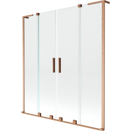 Mexen Velar L Duo paroi de baignoire à 2 panneaux coulissants 140 x 150 cm, transparent, cuivre brossé - 896-140-003-02-65