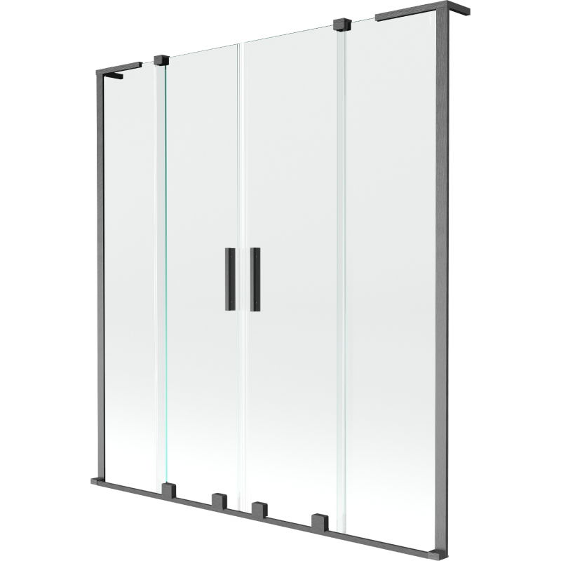 Mexen Velar L Duo paravent de baignoire coulissant à 2 vantaux 140 x 150 cm, transparent, gris canon brossé - 896-140-003-02-66