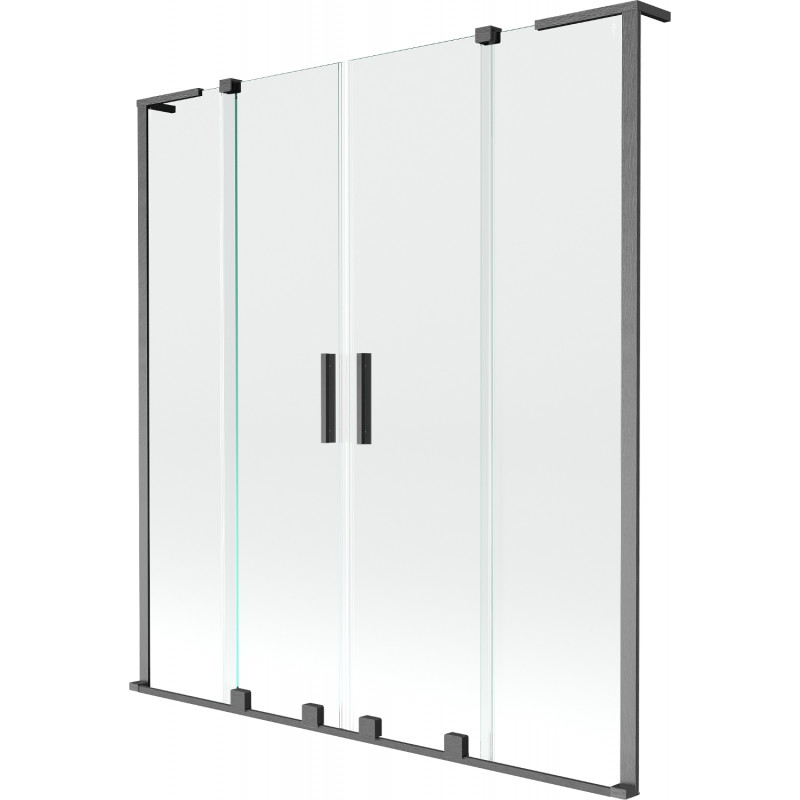 Mexen Velar L Duo paroi de baignoire à 2 volets coulissants 140 x 150 cm, transparent, gris canon brossé - 896-140-003-02-66