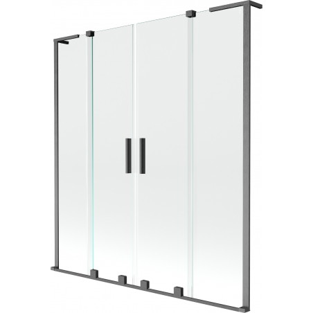 Mexen Velar L Duo paroi de baignoire à 2 volets coulissants 140 x 150 cm, transparent, gris canon brossé - 896-140-003-02-66