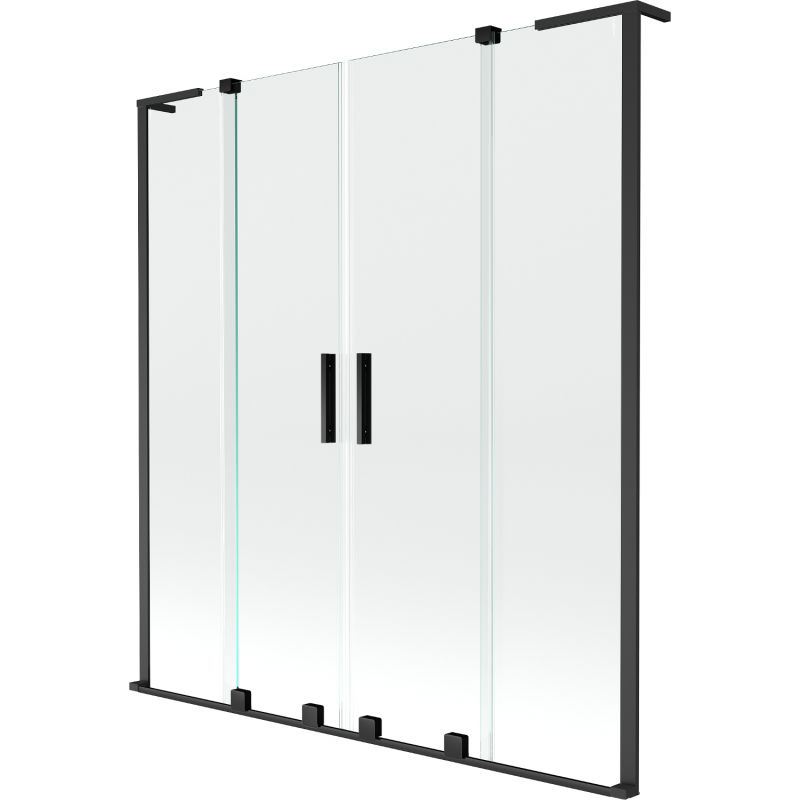 Mexen Velar L Duo écran de baignoire 2 volets coulissants 140 x 150 cm, transparent, noir - 896-140-003-02-70