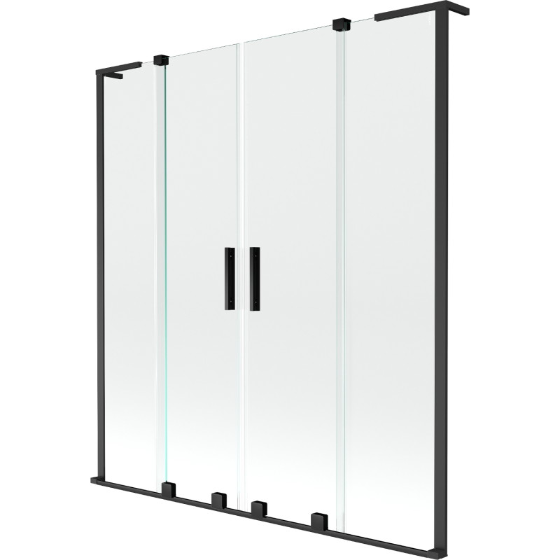 Mexen Velar L Paroi de douche Duo à 2 panneaux coulissants 140 x 150 cm, transparent, noir - 896-140-003-02-70
