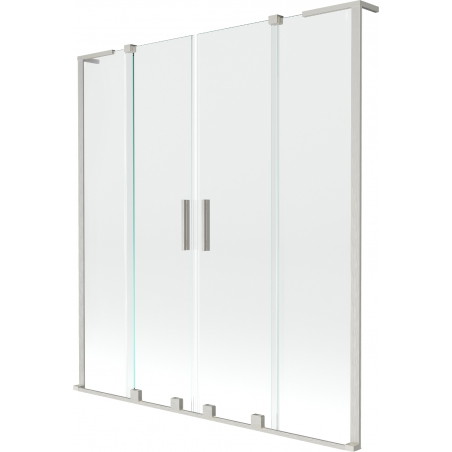 Mexen Velar L Duo pare-douche baignoire 2 volets coulissants 140 x 150 cm, transparent, nickel brossé - 896-140-003-02-97
