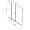 Mexen Velar L Duo paroi de baignoire coulissante à 2 volets 160 x 150 cm, transparent, chrome - 896-160-003-02-01
