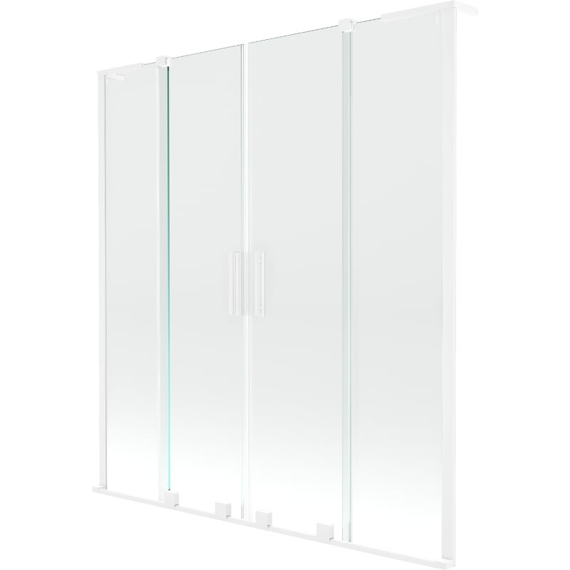 Mexen Velar L Duo écran de baignoire coulissant à 2 volets 160 x 150 cm, transparent, blanc - 896-160-003-02-20