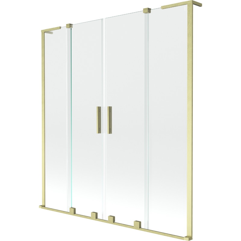 Mexen Velar L Duo paravent de baignoire à 2 battants coulissants 160 x 150 cm, transparent, or brossé - 896-160-003-02-55