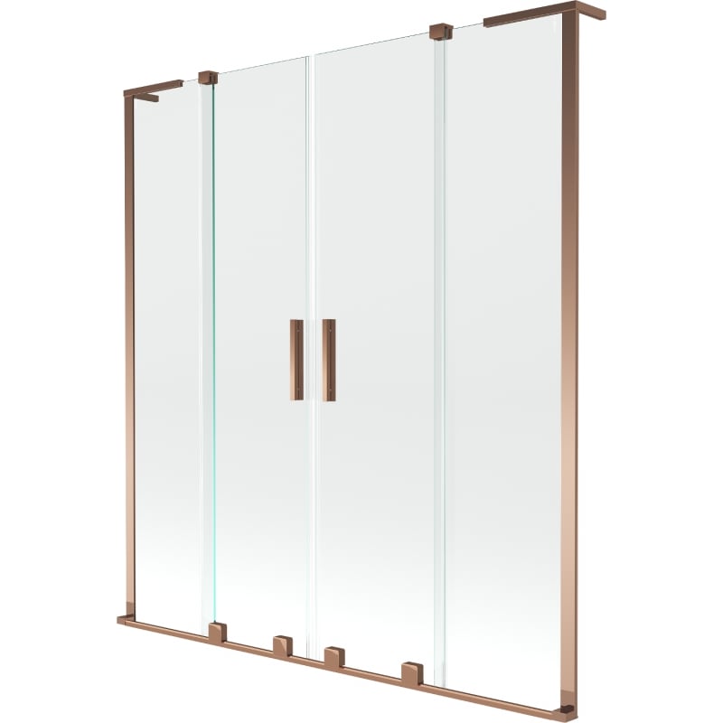 Mexen Velar L Duo paroi de baignoire à 2 panneaux coulissants 160 x 150 cm, transparent, or rose - 896-160-003-02-60