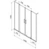 Mexen Velar L Duo paroi de baignoire 2 pans coulissants 160 x 150 cm, transparent, noir - 896-160-003-02-70