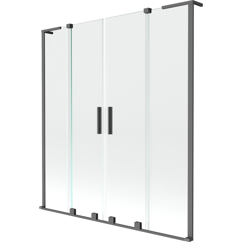 Mexen Velar L Duo paroi de baignoire 2 volets coulissants 160 x 150 cm, transparent, gun métal - 896-160-003-02-95