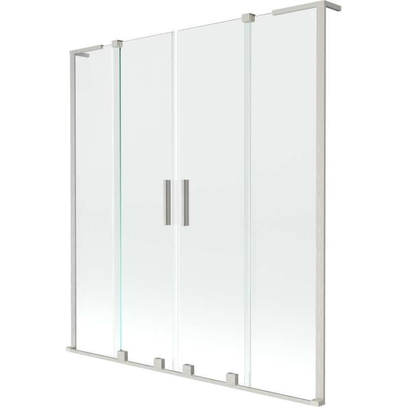 Mexen Velar L Duo écran de baignoire 2 volets coulissants 160 x 150 cm, transparent, nickel brossé - 896-160-003-02-97