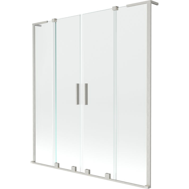 Mexen Velar L Duo paravent de baignoire à 2 panneaux coulissants 160 x 150 cm, transparent, nickel brossé - 896-160-003-02-97