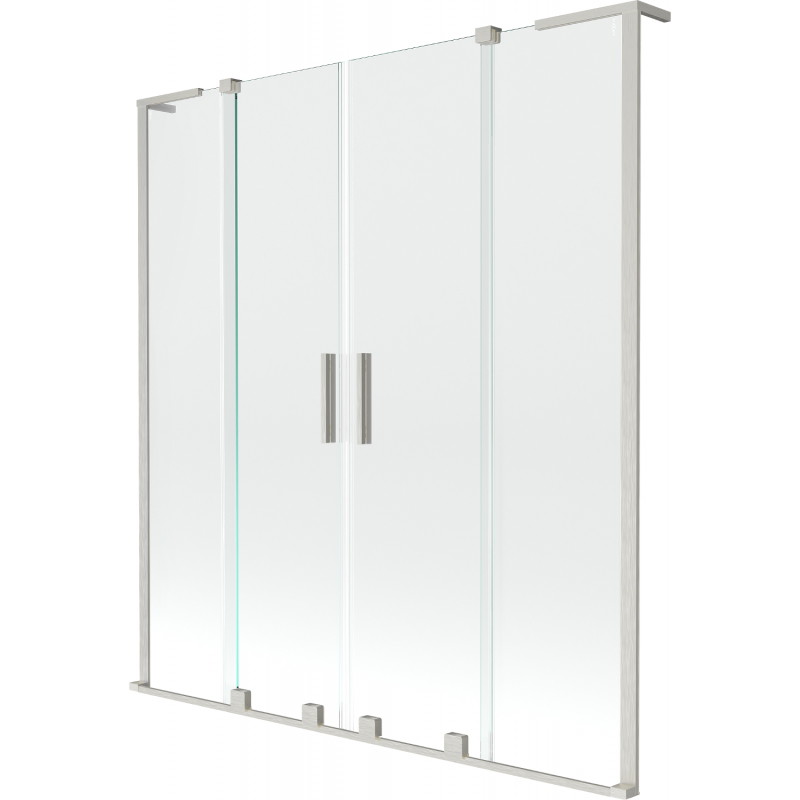 Mexen Velar L Duo paroi de douche 2 battants coulissants 160 x 150 cm, transparent, nickel brossé - 896-160-003-02-97
