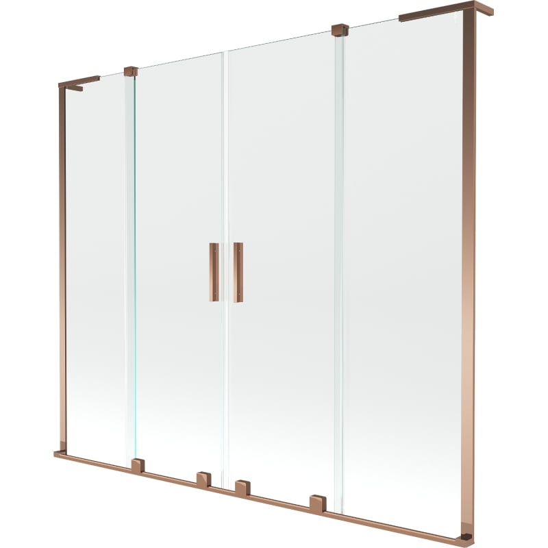 Mexen Velar L Duo paroi de baignoire 2 volets coulissants 170 x 150 cm, transparent, or rose - 896-170-003-02-60