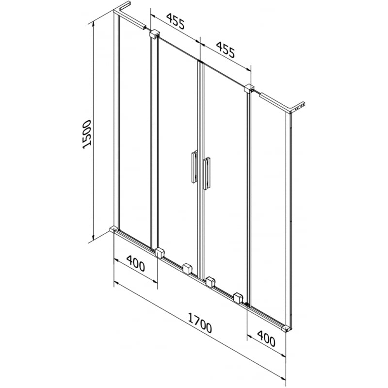Mexen Velar L Duo paroi de baignoire 2 volets coulissants 170 x 150 cm, transparent, cuivre brossé - 896-170-003-02-65