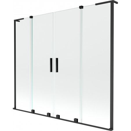 Mexen Velar L Duo pare-baignoire à 2 volets coulissants 170 x 150 cm, transparent, noir - 896-170-003-02-70