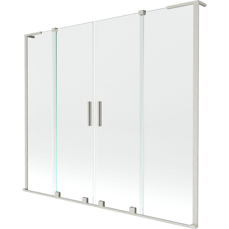 Mexen Velar L Duo paravent de baignoire à 2 volets coulissants 170 x 150 cm, transparent, nickel brossé - 896-170-003-02-97