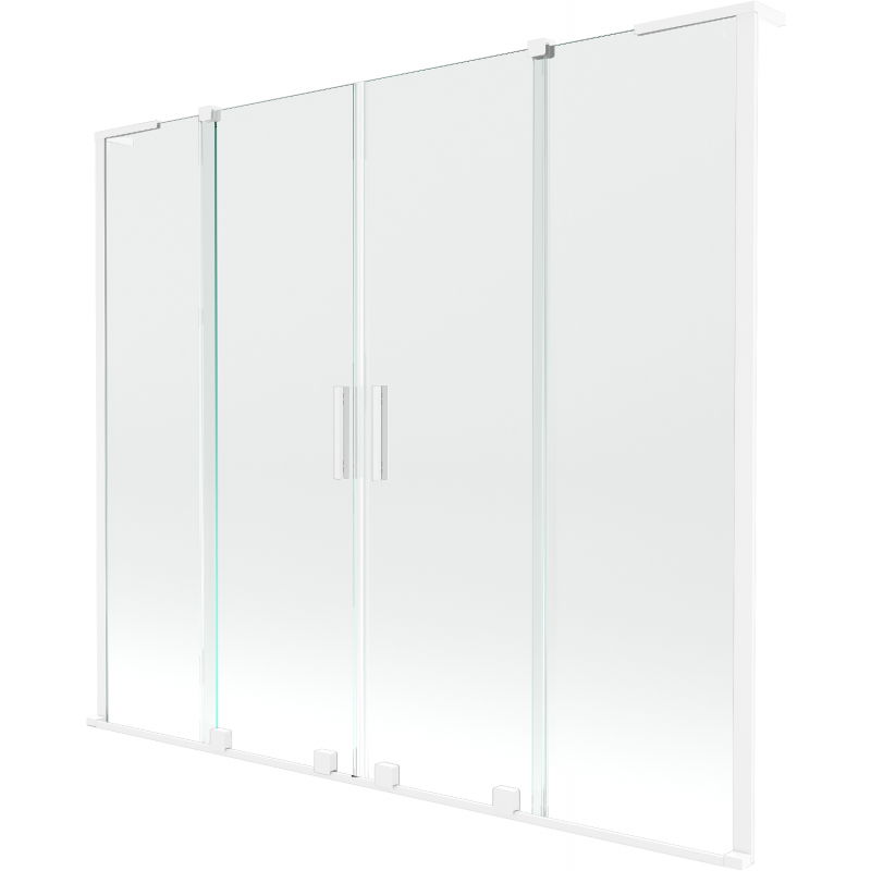 Mexen Velar L Duo pare-baignoire 2 volets coulissants 200 x 150 cm, transparent, blanc - 896-200-003-02-20