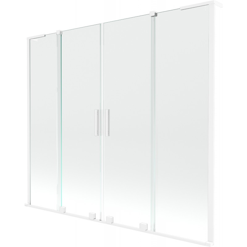 Mexen Velar L Duo paroi de baignoire 2 volets coulissants 200 x 150 cm, transparent, blanc - 896-200-003-02-20