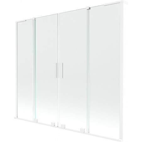 Mexen Velar L Duo paroi de baignoire 2 volets coulissants 200 x 150 cm, transparent, blanc - 896-200-003-02-20